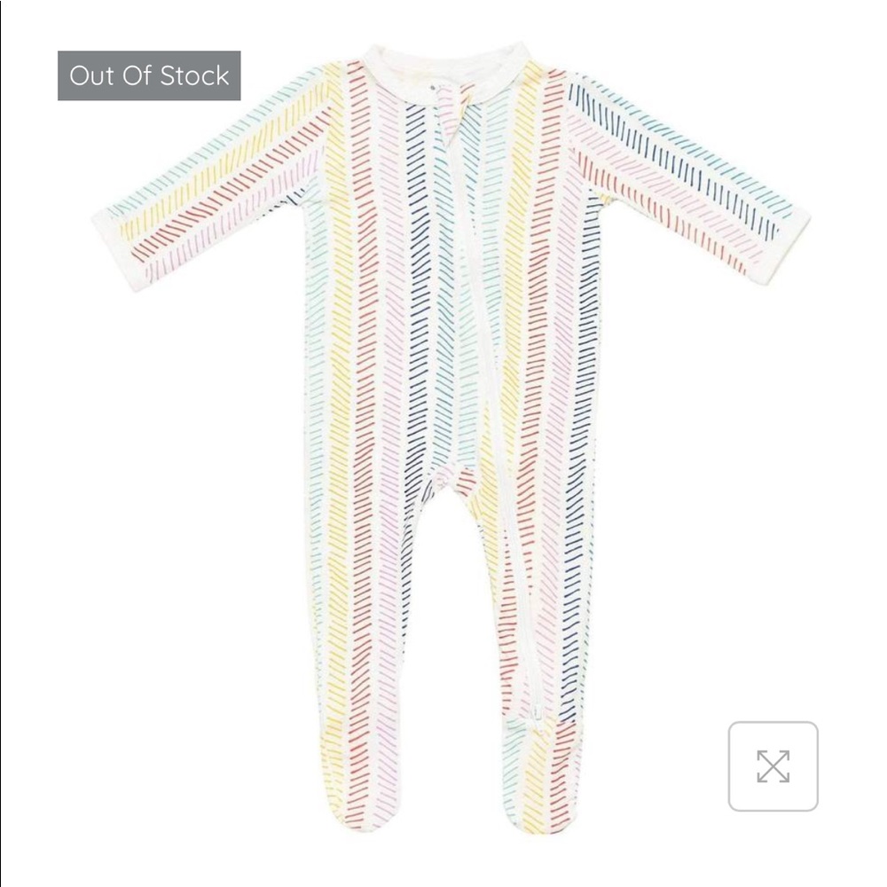 Kyte BABY Zippered Footie in Herringbone. Size 18-24m